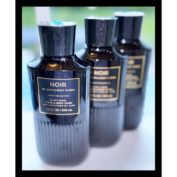 Bath & Body Works 10 fl oz NOIR for Men 3-in-1 Hair Face Body Wash Gel x3